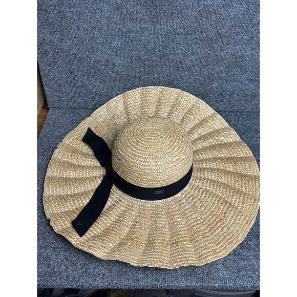 Sun N Sand UPF 50+ oversize straw sun hat very wide brim adjustable black ribbon main image 10